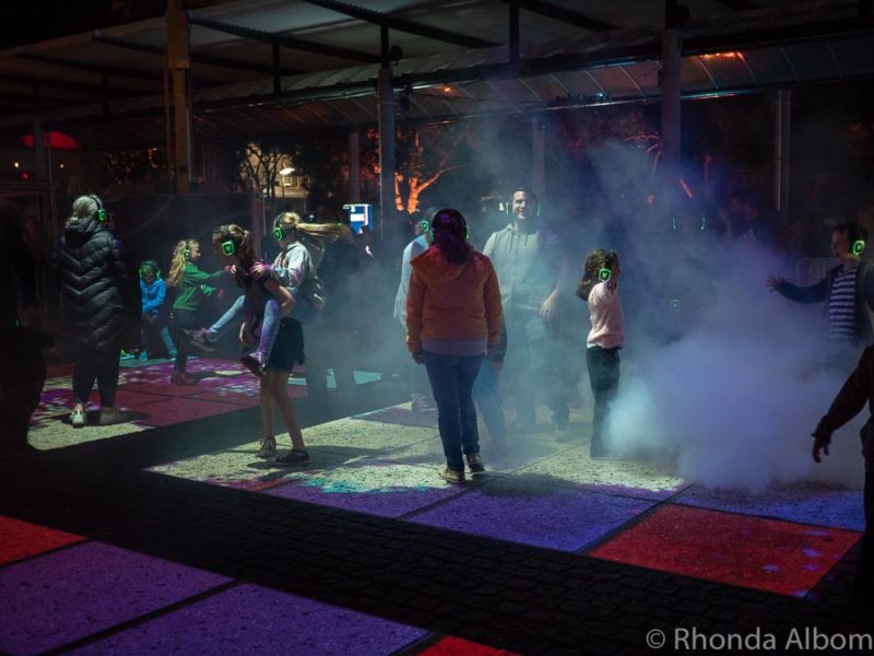 Square Dance Discotheque was lights and bluetooth headphone music in Auckland New Zealand