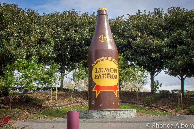The giant L&P bottle in Paeroa New Zealand