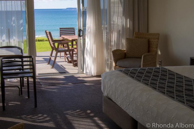 Inside our beach front villa at Papamoa Beach Resort, New Zealand