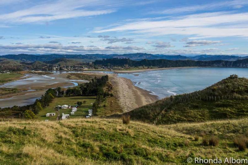 View of Tolaga Bay from top of Capitan Cook walkway in the East Cape NZ