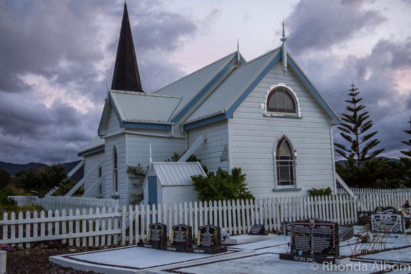 Exterior view of Christ Church Raukokore, an Anglican church with Maori decor