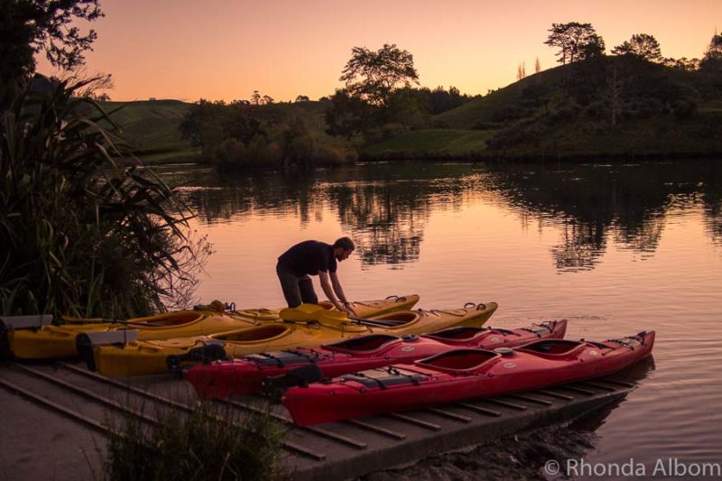 25 Fun Things to Do in Tauranga and Mount Maunganui in New Zealand 9 Kayaks being set up for the Waimarino Kayak Glow Worm Tour in the Bay of Plenty New Zealand