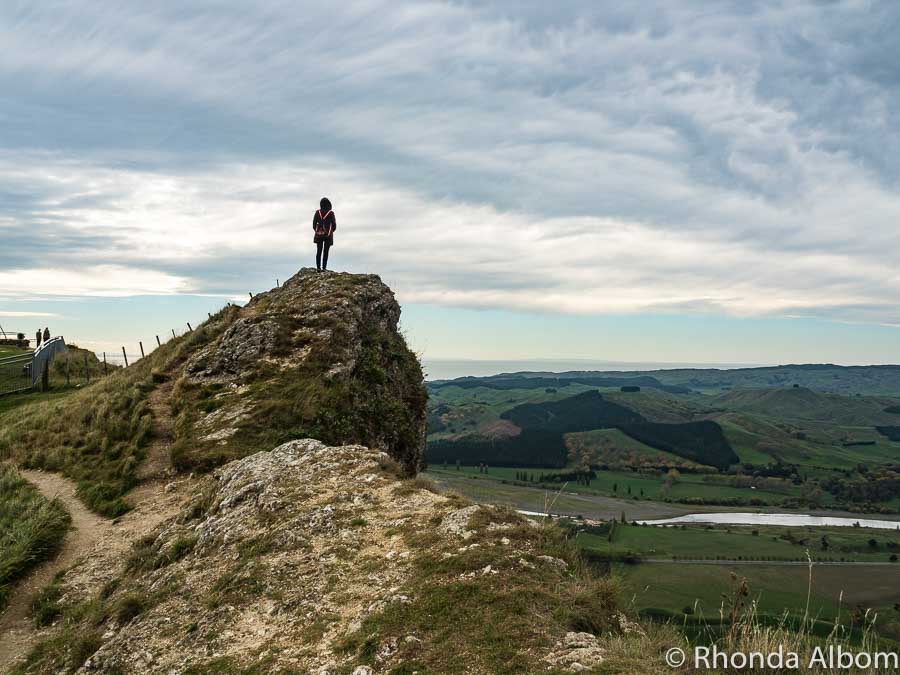 View from Te Mata Peak in Hawkes Bay including the hang gliding launch ramp.