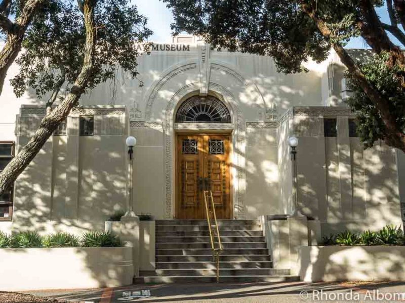 Hawke's Bay Museum original entrance with art deco arch in Napier New Zealand