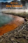 Vivid colours of the Champagne Pools at Wai-O-Tapu in Rotorua New Zealand