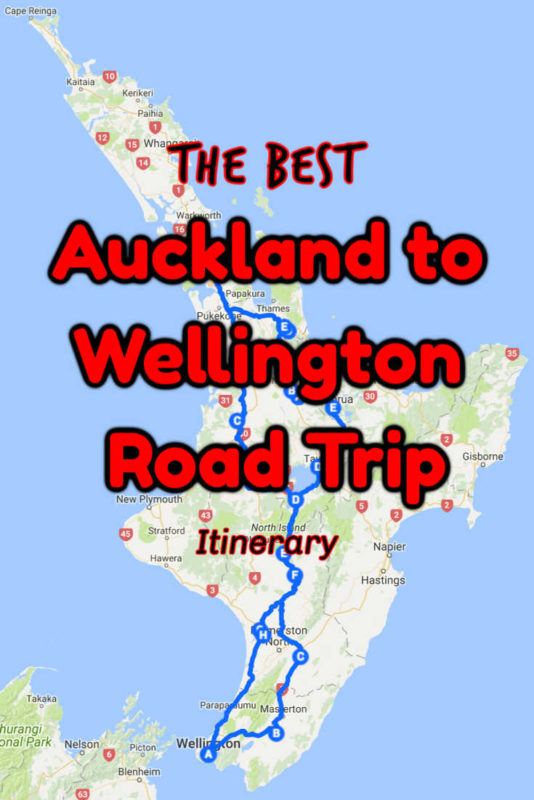 Auckland to Wellington Road Trip Route