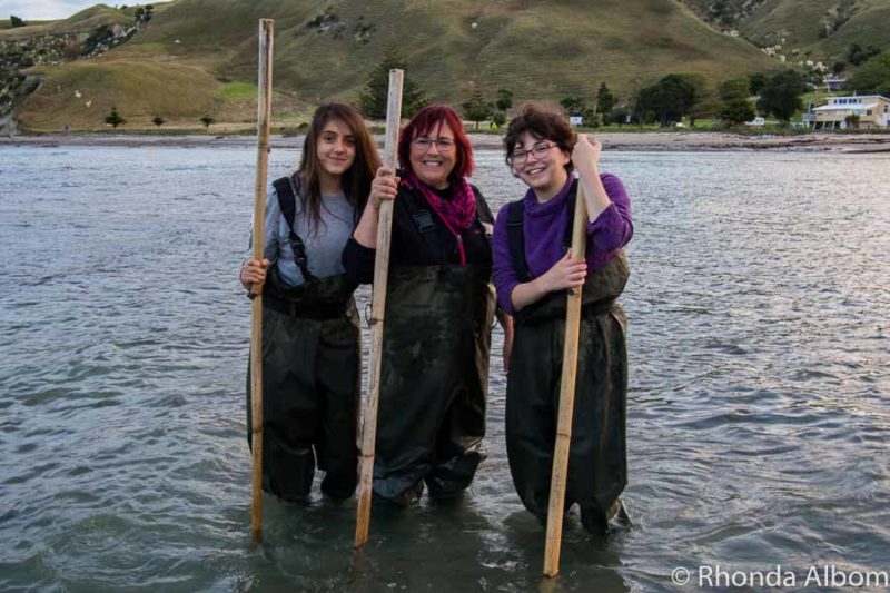 A quick photo of three women while we handfeed stingrays with Dive Tatapouri, Gisborne.