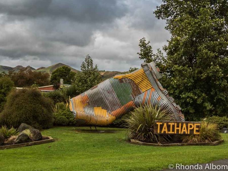 Corrugated gumboot in Taihape, New Zealand