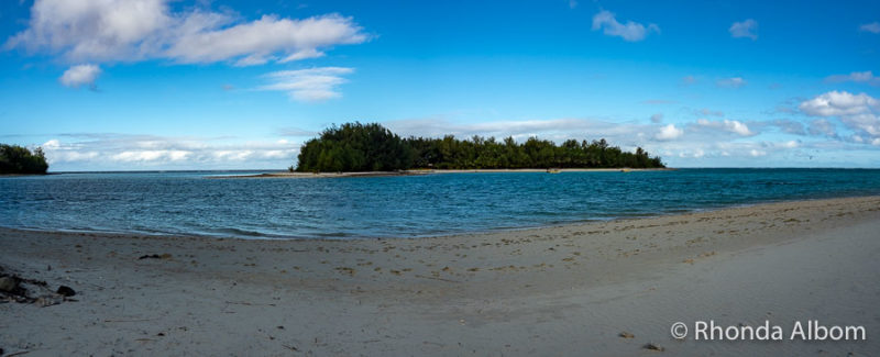 White sand and blue waters of Muri Beach a popular resort area on the Cook Islands