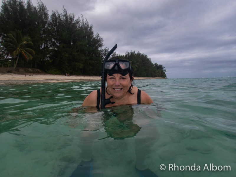 Rarotonga Snorkelling Captured on the Olympus TG-6 9 woman snorkelling at Titikaveka Beach in the Cook Islands