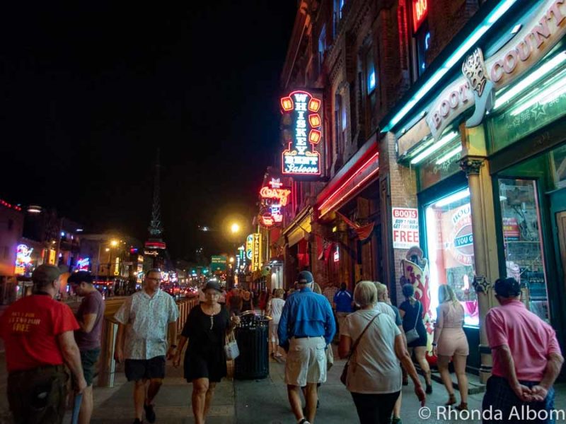 One Day in Nashville: Our Unforgettable Music City Adventure 2 Honky Tonks along Broadway at night in Nashville Tennessee