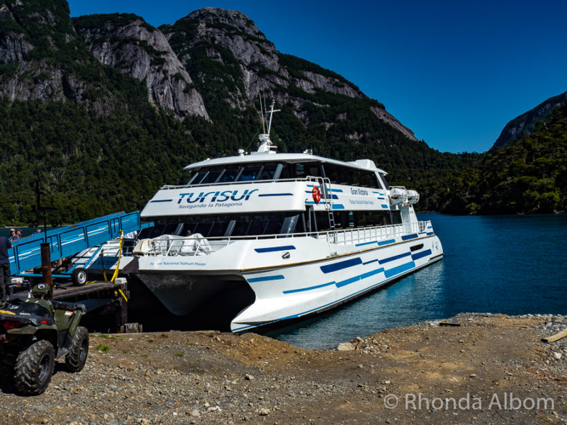 Cruce Andino Review: Andean Crossing from Bariloche to Puerto Varas 4 The Gran Victoria from Cruce Andino docked at Puerto Blest on Nahuel Huapi Lake in Argentina