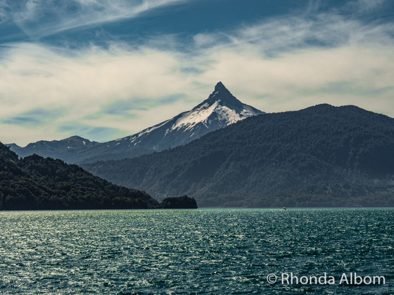Cruce Andino Review: Andean Crossing from Bariloche to Puerto Varas 13 Puntiagudo volcano seen in the background as we sail on Todos Los Santos Lake in Chile