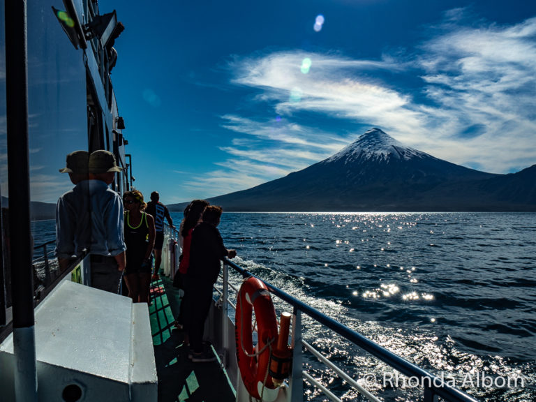Osorno Volcano seen from Lago Todos Los Santos in Chile on Cruce Andino