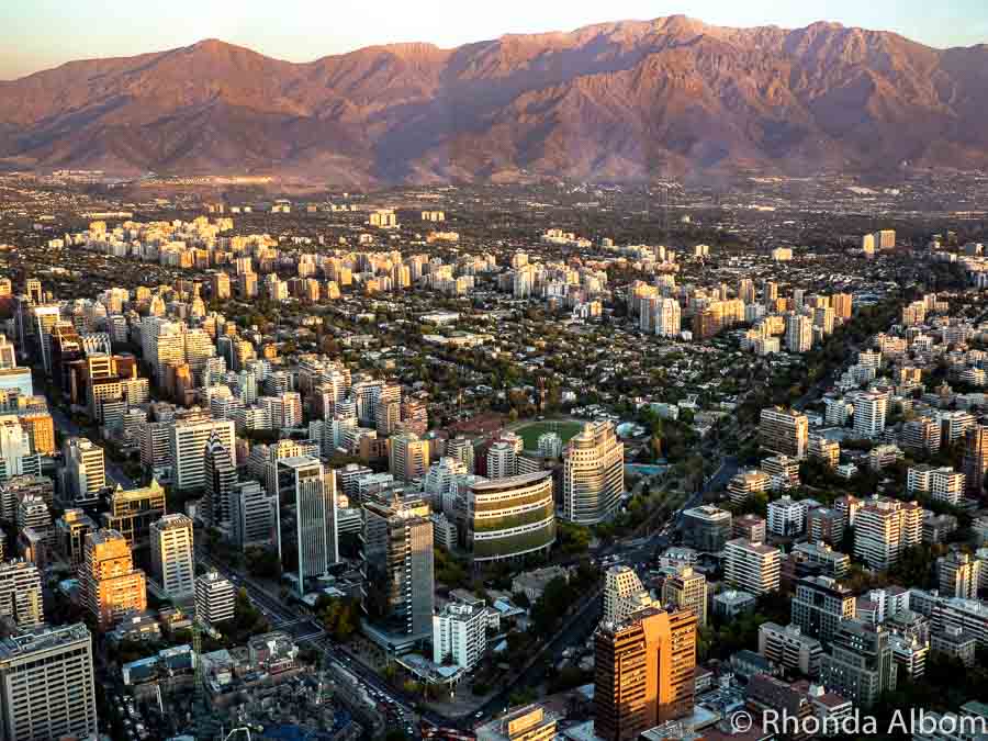 View of Santiago Chile from Sky Costanera
