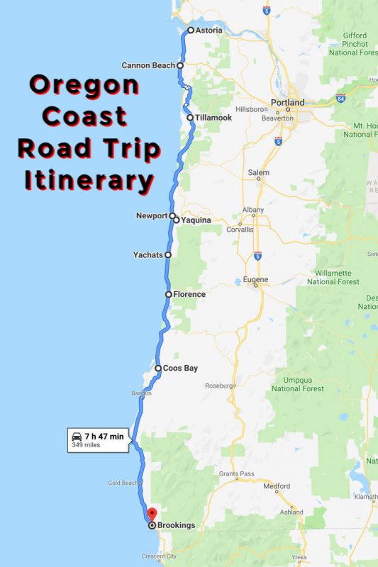 Oregon Coast Road Trip Map