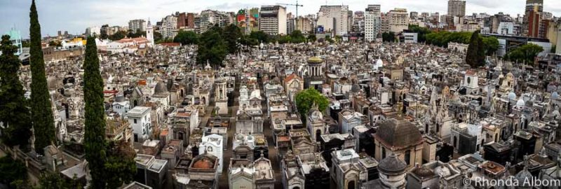 Recoleta Cemetery Buenos Aries Argentina viewed from a balcony on the surrounding street