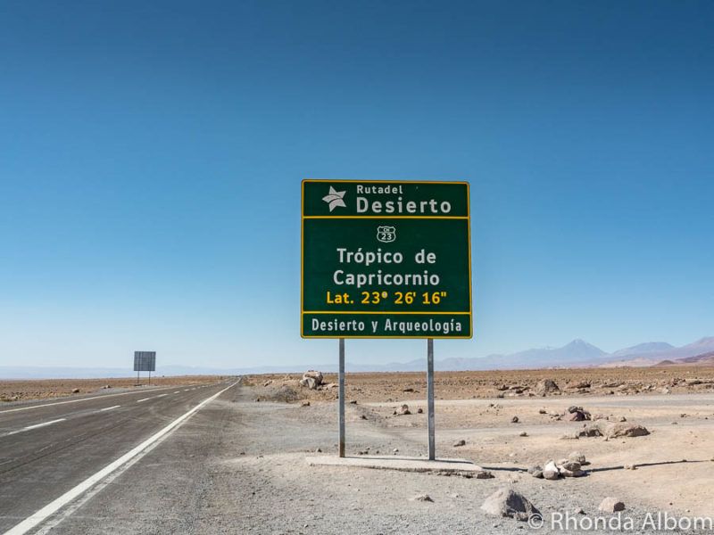 Our South America Itinerary: Highlights of Argentina, Chile and Uruguay 24 Tropic of Capricorn sign along a good quality road in the Atacama Desert