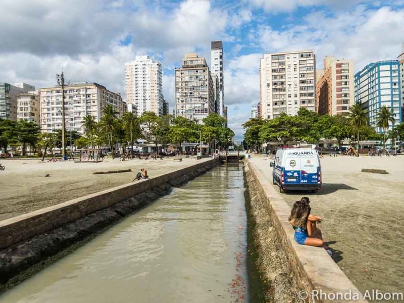 Canal at the beach in Santos Brazil