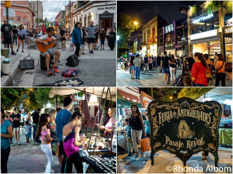 Flea market and restaurants in the Neighbourhood of Güemes in Cordoba Argentina