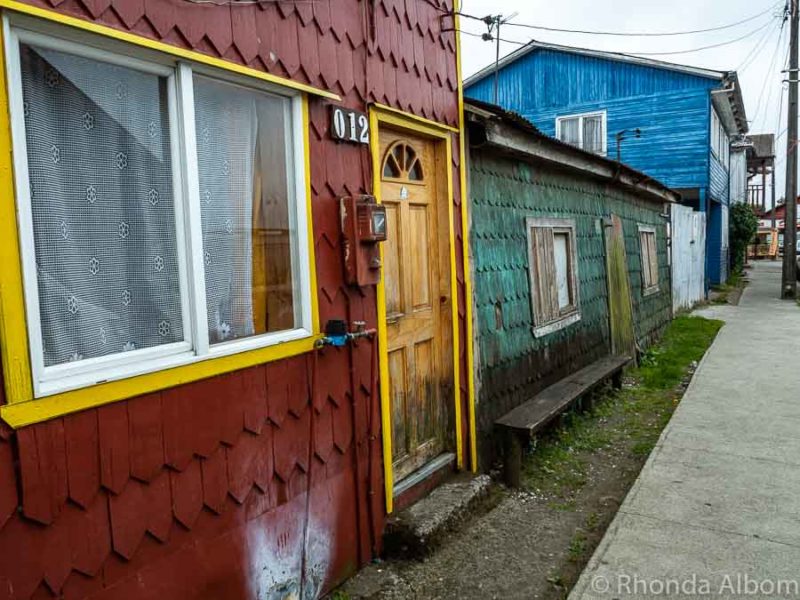 Houses in the town of Dalcahue on Chiloe Island, Chile