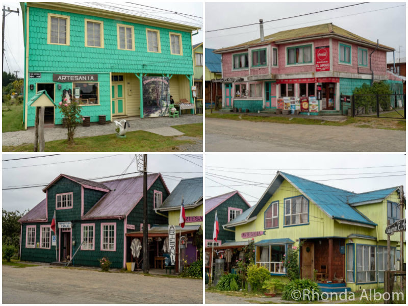 Colorful houses in Chacao, the oldest town on Chiloe Island