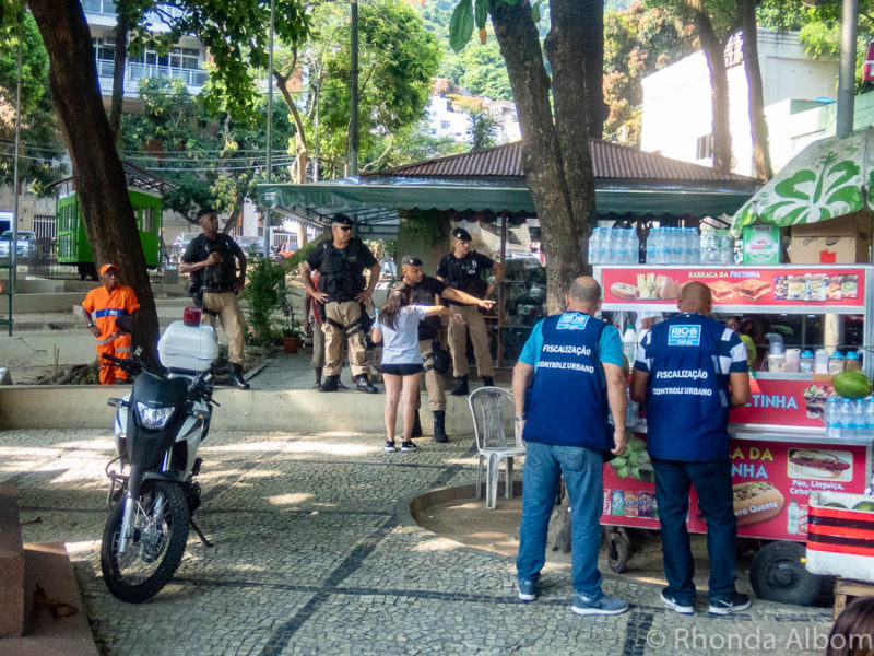 Visit Christ the Redeemer: How to get up Corcovado Mountain, Rio 5 Police at the base of Corcovado Mountain in Rio de Janeiro