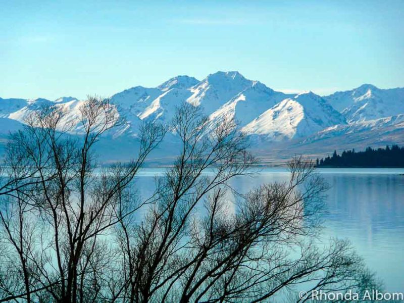 Snow capped mountains of the Southern Alps in New Zealand