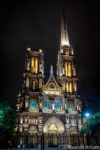 Iglesia Capuchinos in Cordoba Argentina at night time.