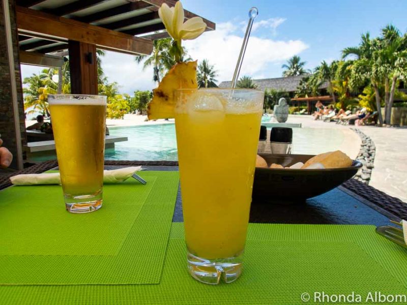 Refreshing drink at a resort on Moorea French Polynesia a stop on one of the repositioning cruises