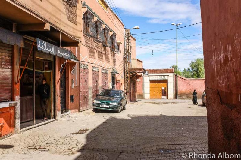 Entrance to the Jewish cemetery in Marrakech Morocco at the end of the street