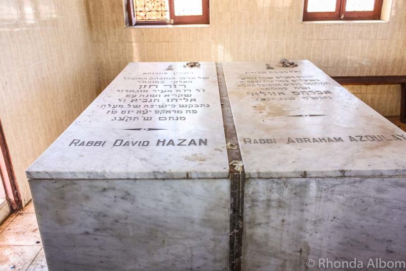 Tombs inside the mausoleum in the Jewish cemetery in Marrakesh