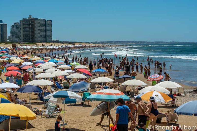 One of the more crowded beaches in Uruguay