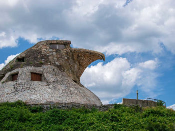 A stone house in shape of an eagle's head in Uruguay
