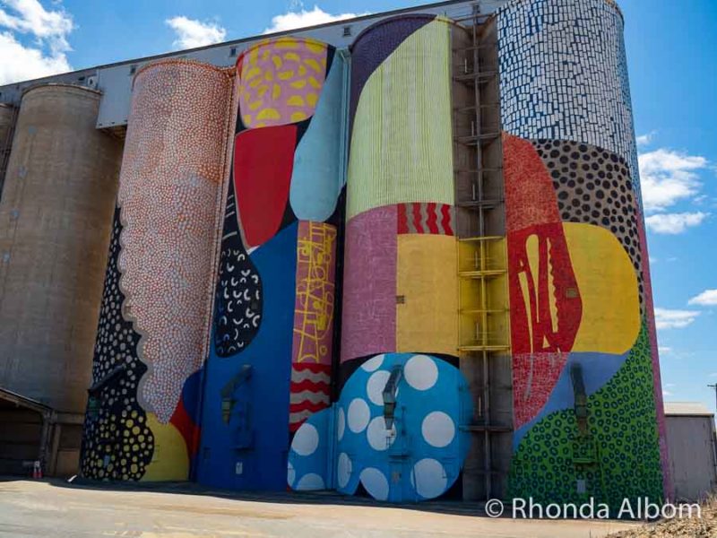 Street Art in Perth: Huge Murals and Sculptures in Australia 27 Grain silos colourfully painted by American Artist Hense in Northam Western Australia as part of the public silo trail