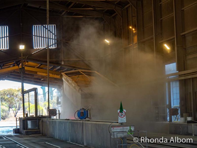 13 Stops on WA's Public Silo Trail: A Unique Outdoor Gallery 5 Wheat being unloaded in Northam in Western Australia on the Public Silo Trail
