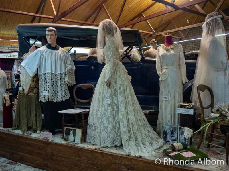 13 Stops on WA's Public Silo Trail: A Unique Outdoor Gallery 14 Lace wedding dress and other clothing on display at the Lace Place in Western Australia