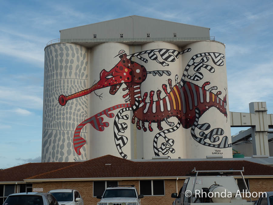 Wheat silo art in Albany Western Australia, part of the Public Silo Trail