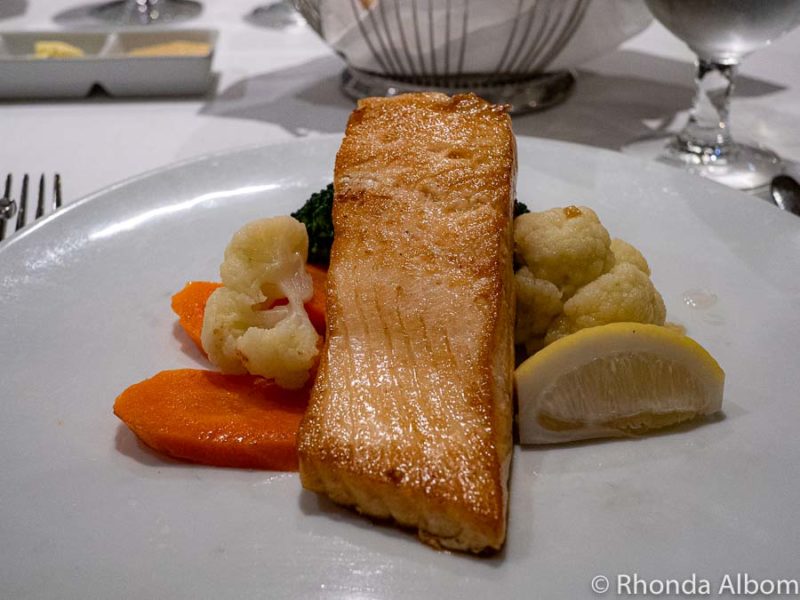 Salmon dinner while cruising with food allergies on the Azamara Quest