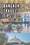 Collage of features from Bangkok Grand Palace, the flower market, and Golden Mountain
