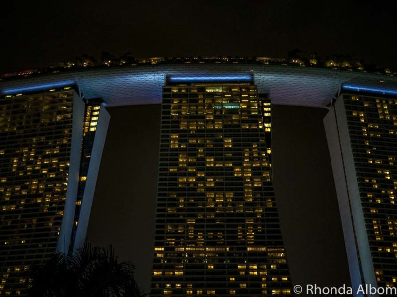 Marina Bay Sands Review: Is It Worth the High Price? 24 The famous hotel in Singapore lit up at night.