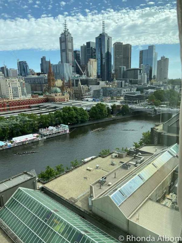 Adelaide to Melbourne Road Trip: Route Planning Made Easy 19 The view from our room in the Langham hotel overlooking the Yarrow River and the city skyline.