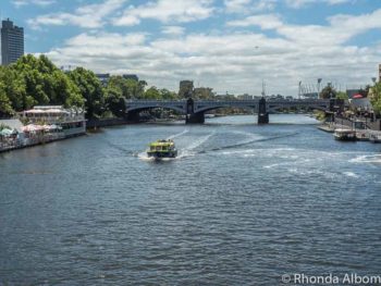 Arbory Afloat bar and restaurant on Yarra River in Melbourne, Australia.