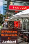 A row of restaurants on the street in Wynyard Quarter, Auckland New Zealand
