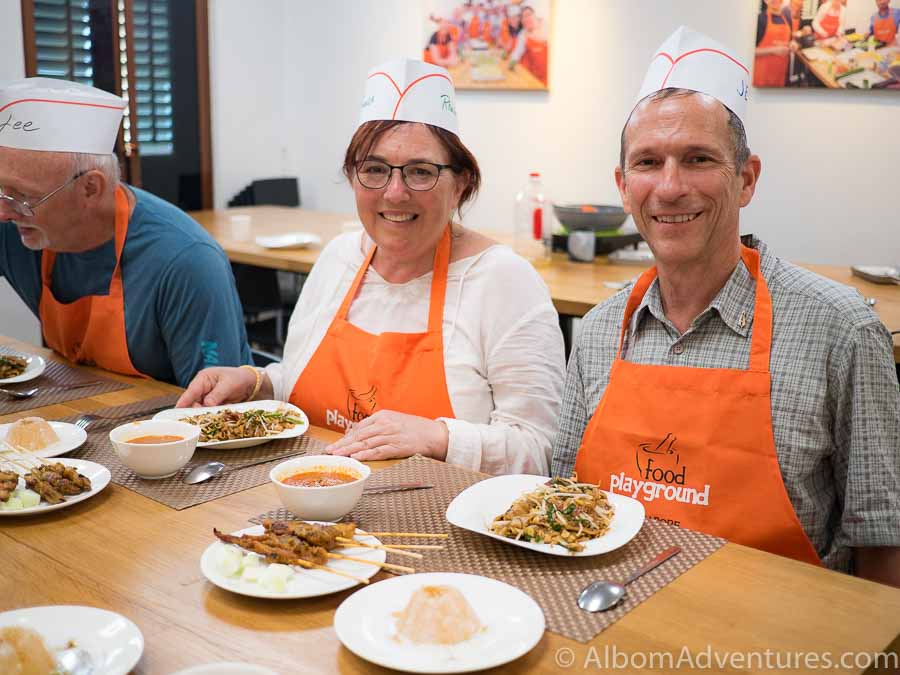 The meal at the end of our cooking lessons Singapore