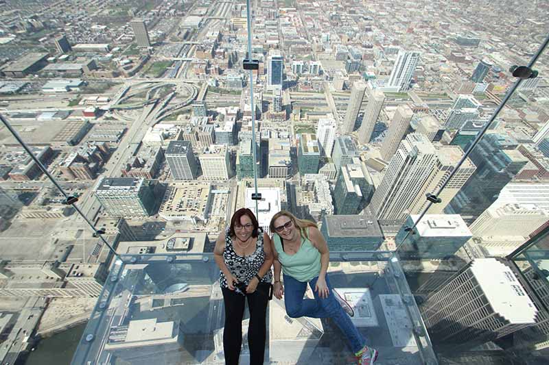 Skydeck Chicago view from the ledge on 103 Floor