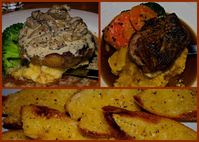 Caluzzi Cabaret Review: My First Time at a Drag Queen Dinner Show 5 Steak, lamb and garlic bread