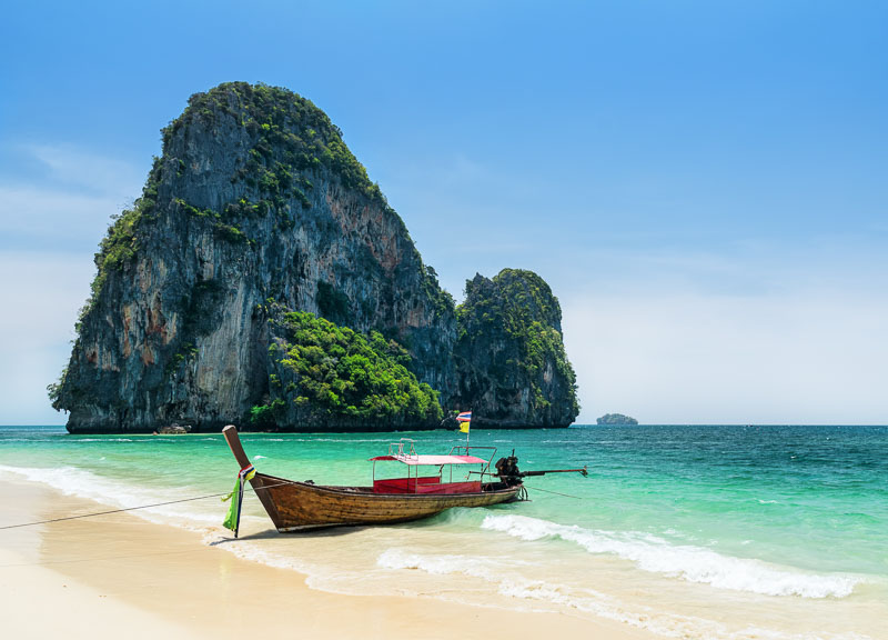 Boat on Phra Nang beach in Thailand