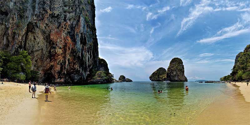 Huge rock outcroppings highlight Phra Nang Beach, Thailand