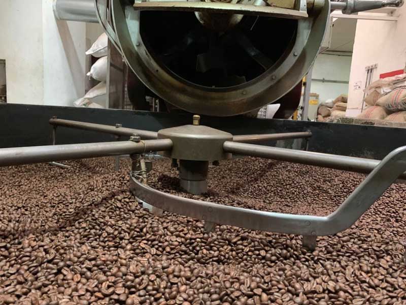 Coffee beans roasting in Salento Colombia